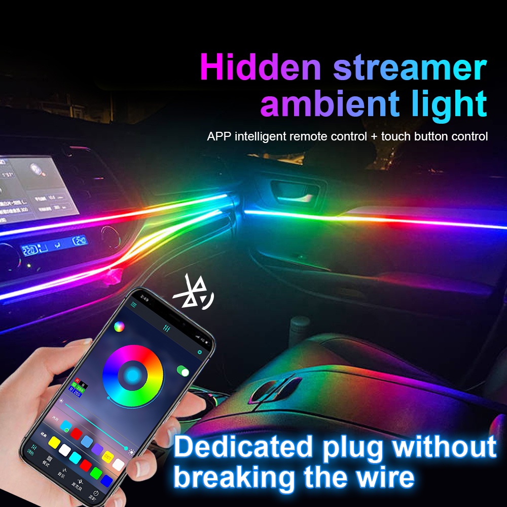 22 in 1 RGB Symphony Car Ambient Light Interior LED Acrylic Guide Fiber ...
