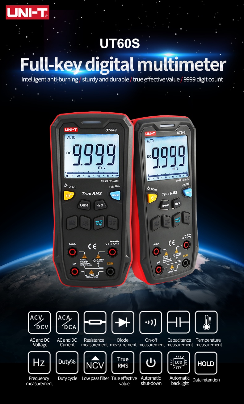 UNI-T Digital Multimeter Tester UT60S UT60BT 1000V AC DC Voltmeter ...