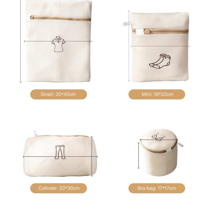 Beige Clothes Mesh Laundry Bag Baby Clothes Washing Bag Thickened