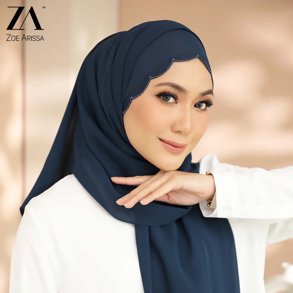 ZOE ARISSA TUDUNG SHAWL RAYA HAJI 2024 SULAM CHIFFON 1.8 METER Huliana ...