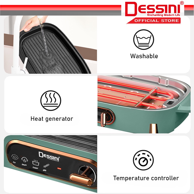 DESSINI ITALY Electric Cooker Steamboat Hot Pot Casserole Non Stick ...