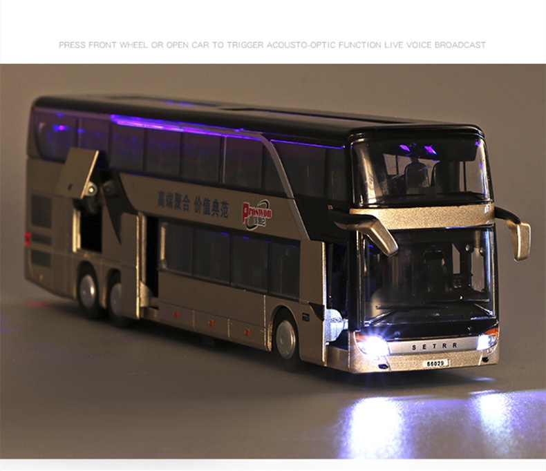 Electric Tourist Toy Traffic Bus Alloy Passenger Car Model Diecast ...