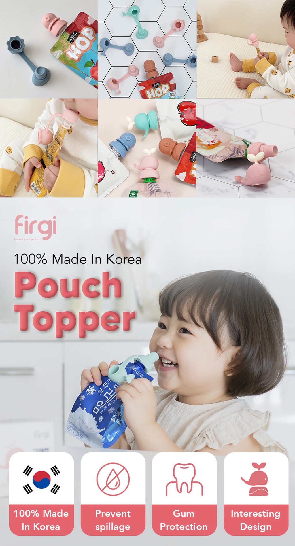 Firgi Pouch Topper / Kids Pouch Juice Cover / Baby Food Spout Top ...