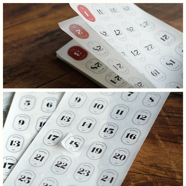 BZS A Sticker A Day 365 Days Classic Date Deco Stickers Perpetual ...
