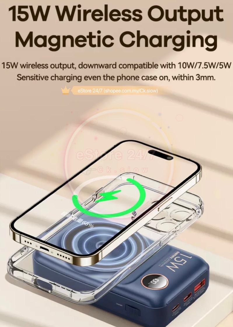 Remax RPP 519 527 20000mAh PD QC 20W 22.5W Cable Magnetic Wireless ...