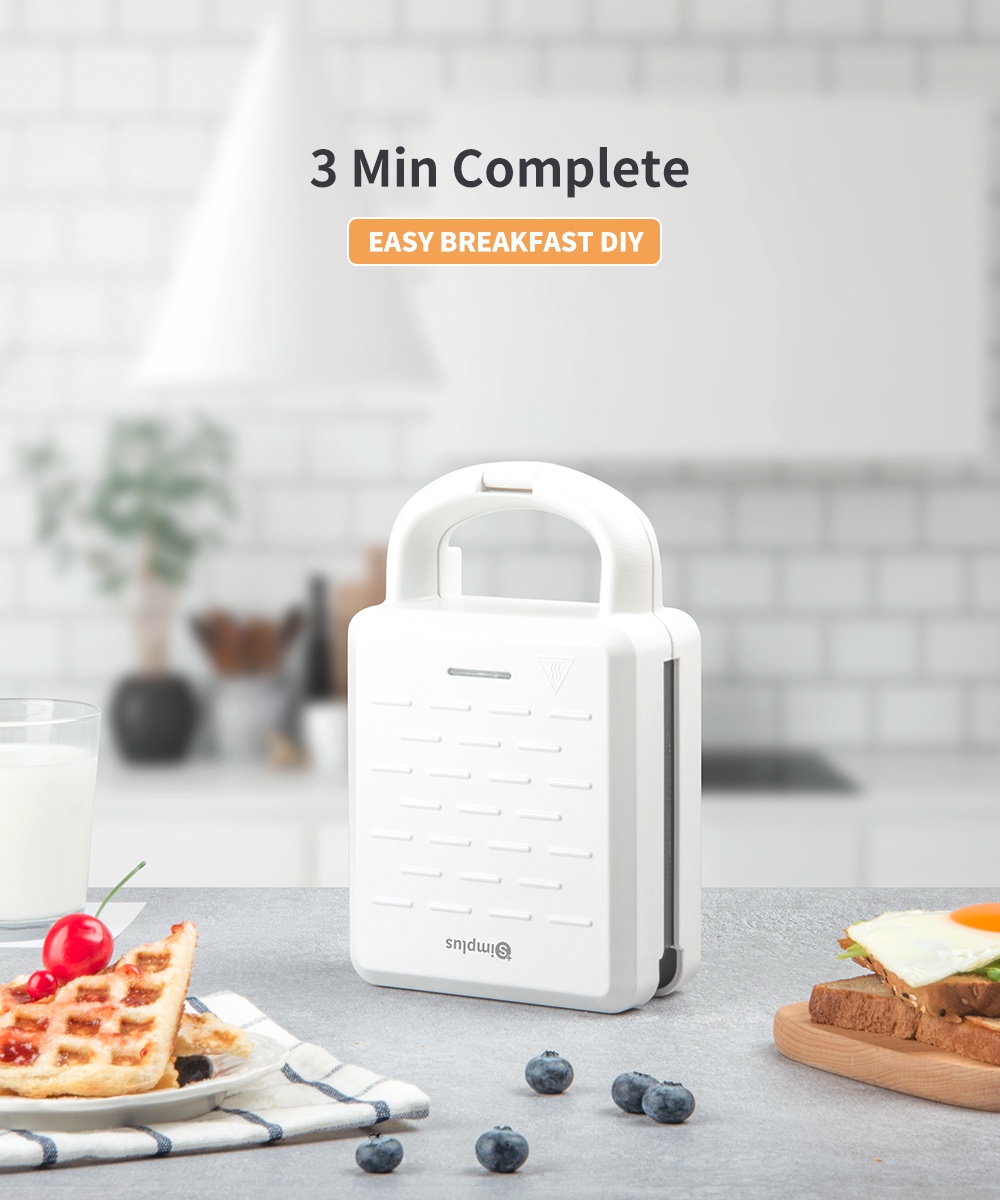 Simplus Sandwich Maker Waffle Maker 650W Removable Plate