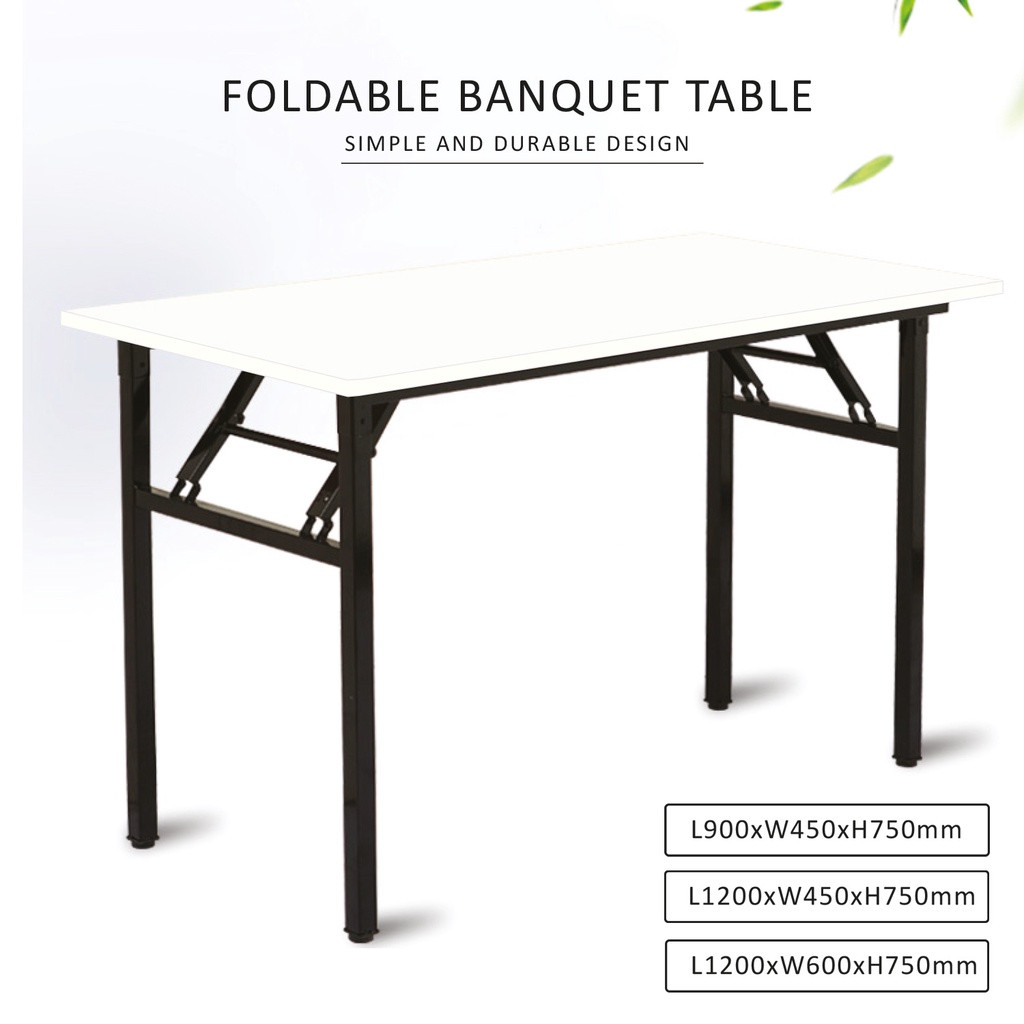 KitchenZ Foldable Banquet Table Melamine Table Top Powder Coat Metal ...