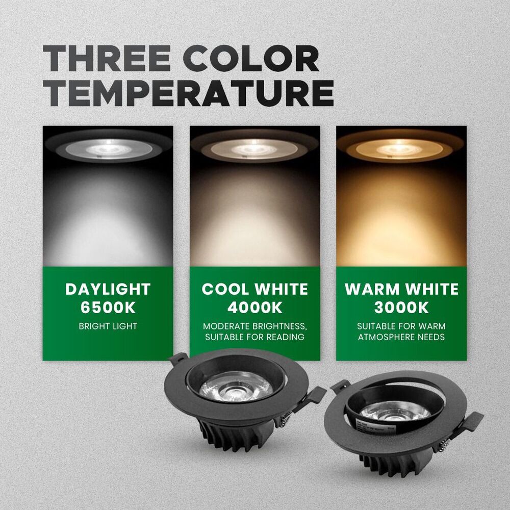 BLACK LED EYEBALL 5W/7W/12W BLACK/WHITE FRAME LED RECESSED SPOTLIGHT ...