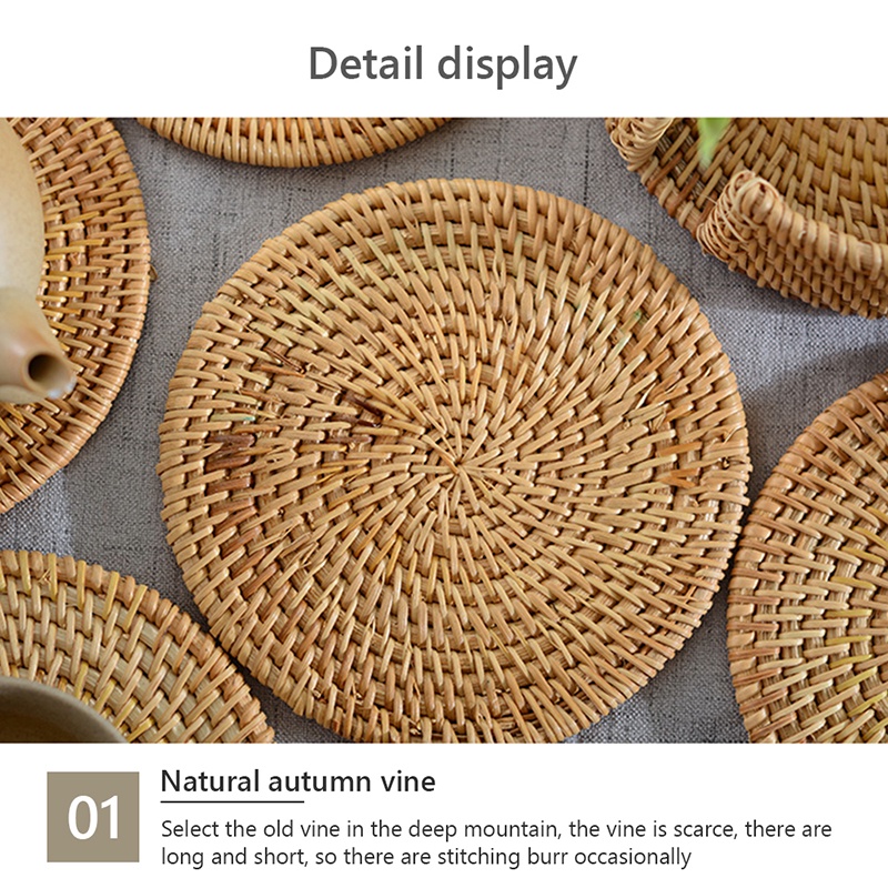 Handmade Rattan Coasters Placemat Cup Pad Tea Mats Coaster Cup ...