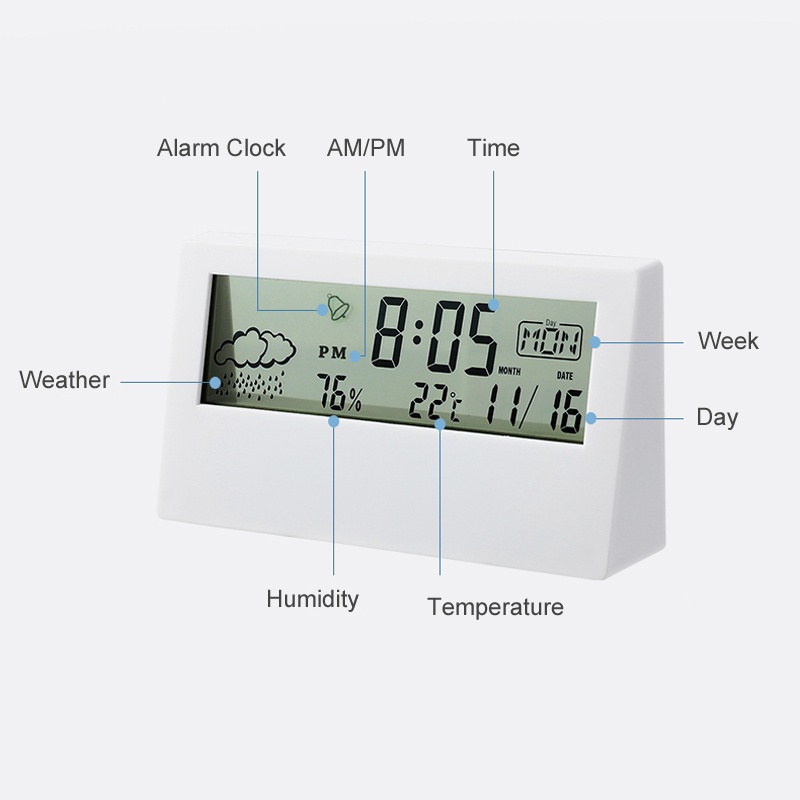 LCD Digital Electronic Clock Multi-function Weather Forecast ...