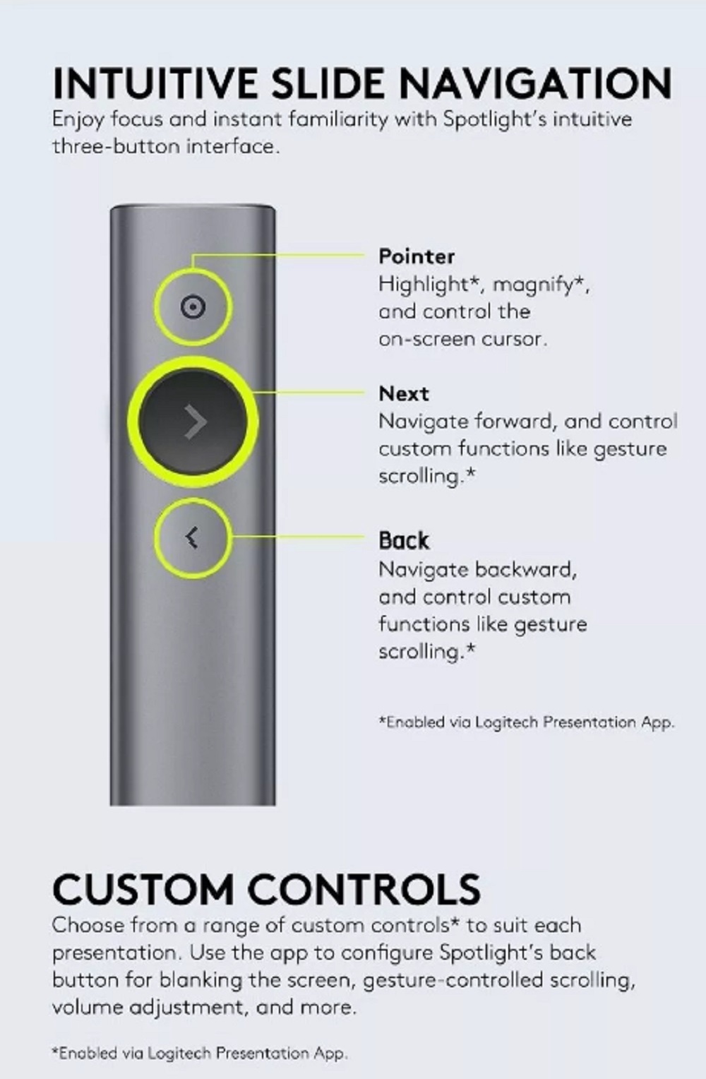 Logitech Spotlight Presentation Remote - Universal Wireless ...