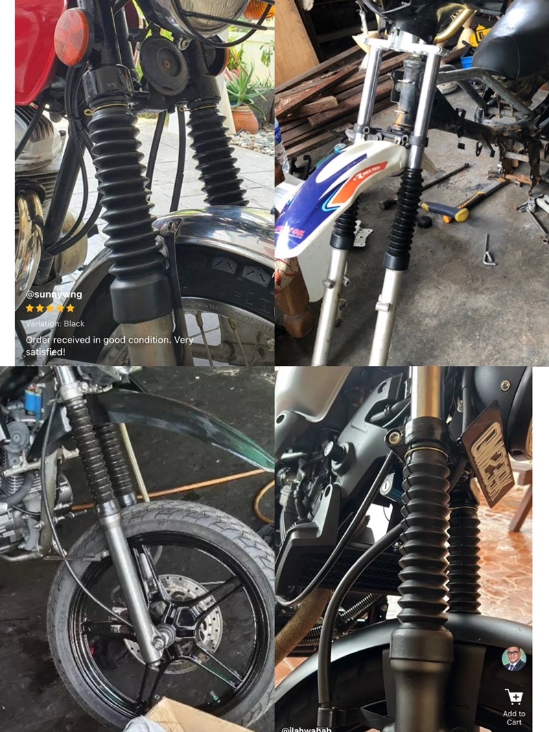2x 42mm Universal Motorcycle Rubber Front Fork Shock Absorber Dust ...