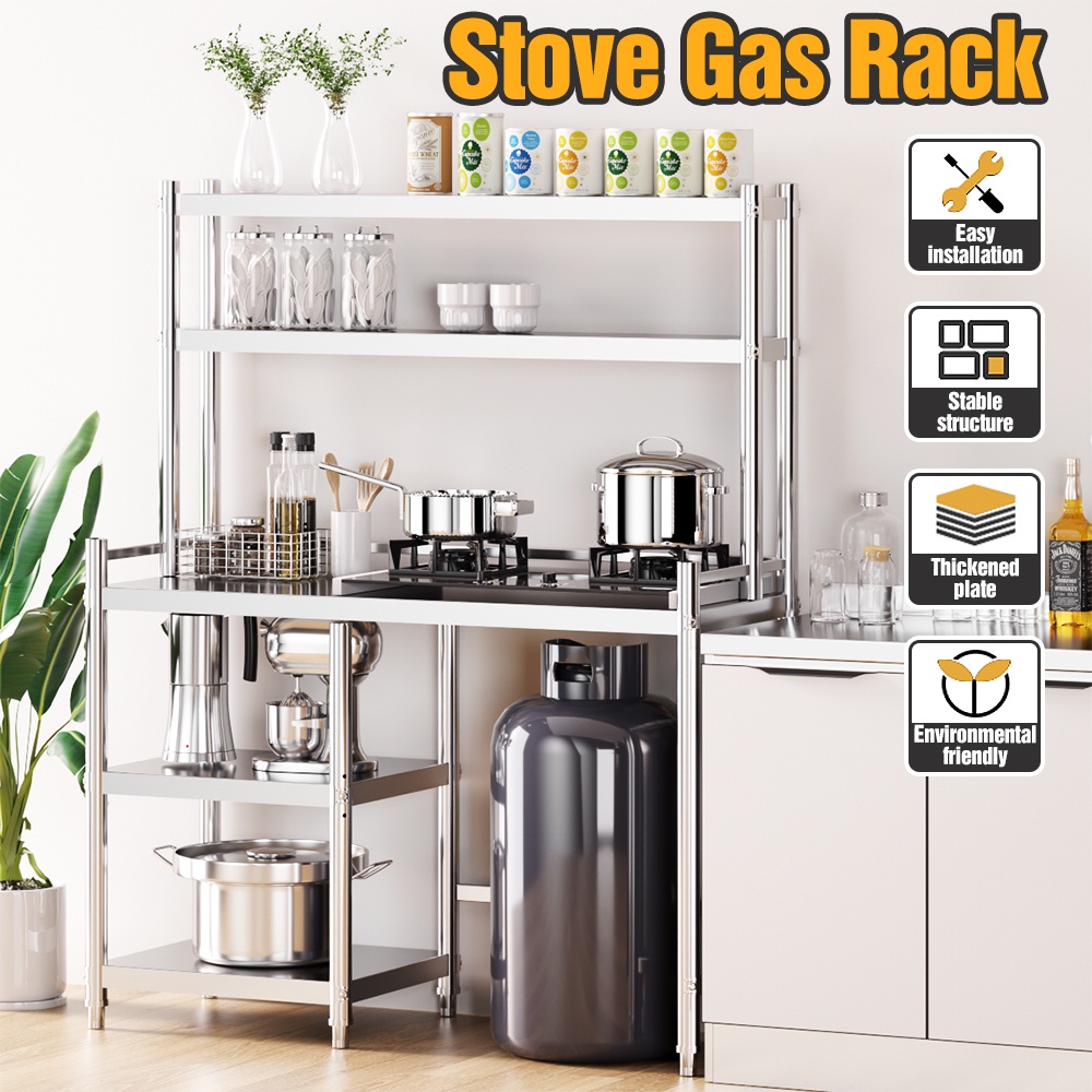 Rak Dapur Gas Stove Rack Stainless Steel Cooking Table With Storage ...