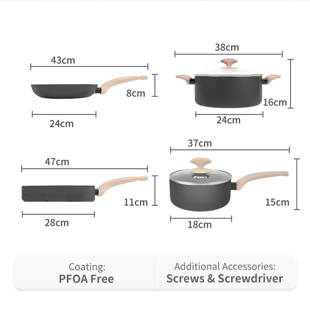 Simplus 24cm Fry Pan/24cm Soup Pot/28cm Wok/18cm Sauce Pot U.S. XYLAN