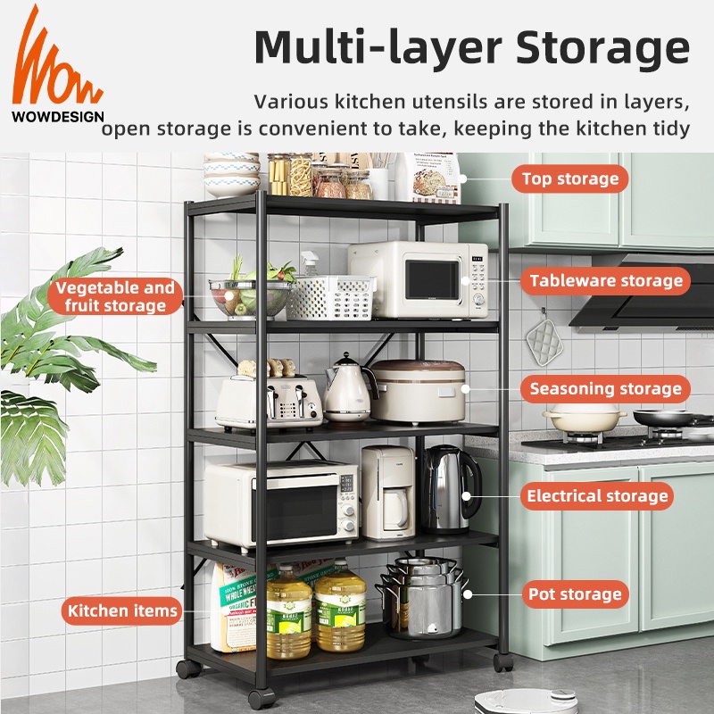Storage Rack With Wheel Rak Dapur Rak Kabinet Kitchen Rack Kitchen ...