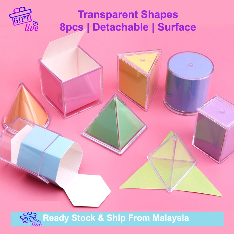Transparent 3D Geometric Solids Model Shape Toy Detachable Teaching ...