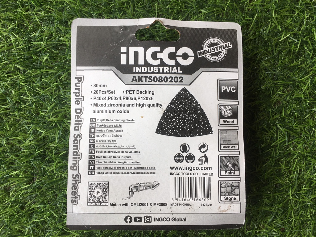 Set of 20 pieces of Ingco AKTS premium triangle sandpaper080202