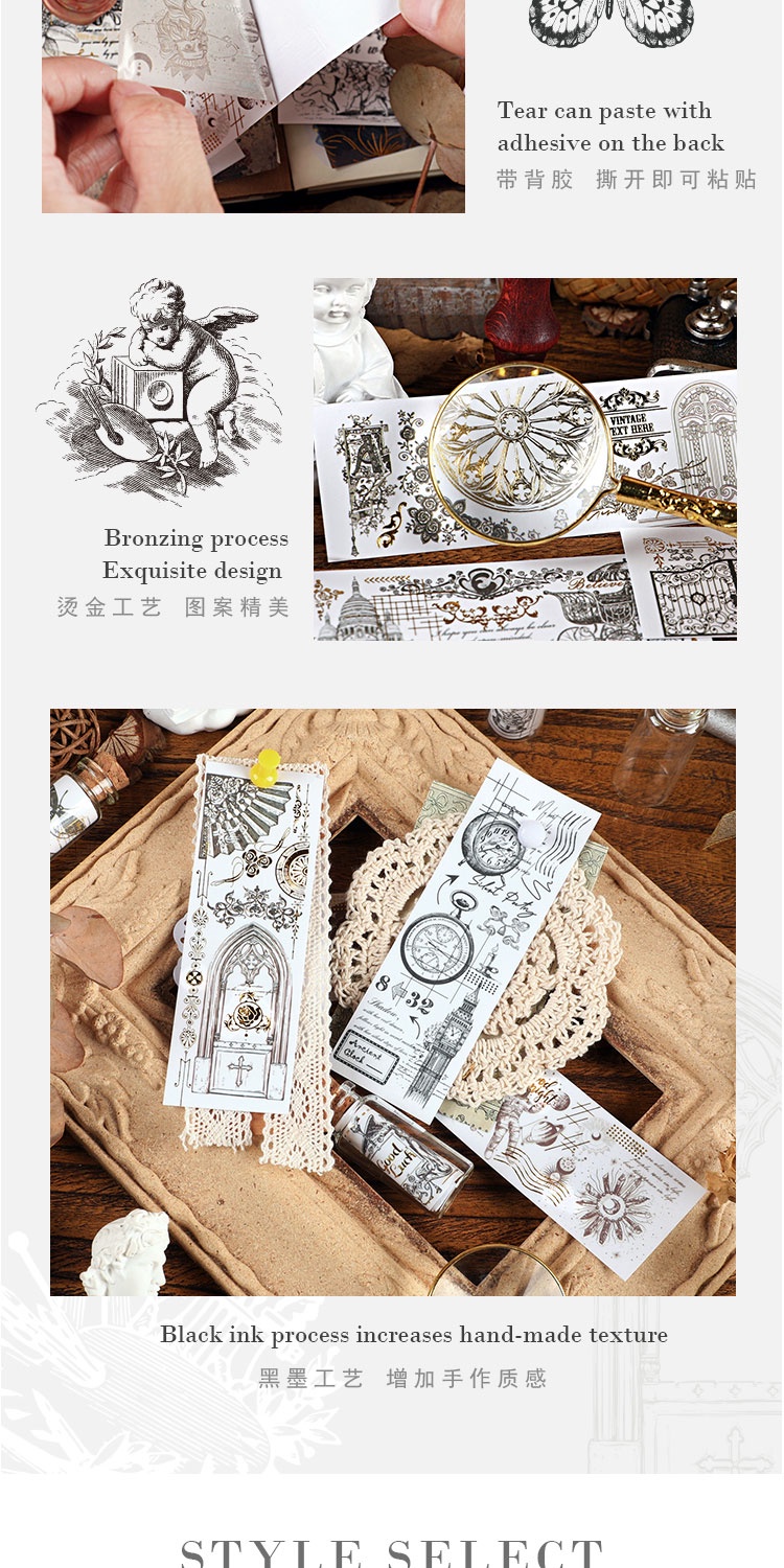 Journamm 40pcs/pack Gilding Craft Vintage Stickers Book DIY ...