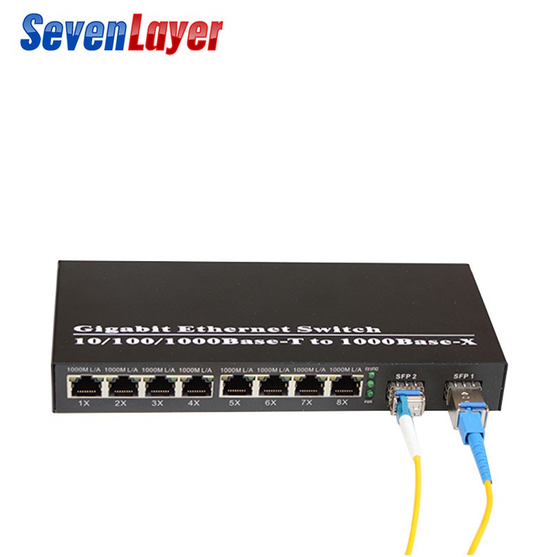 Fiber Optical switch 8 RJ45 2 Sfp fiber Port UTP Media Converter ...
