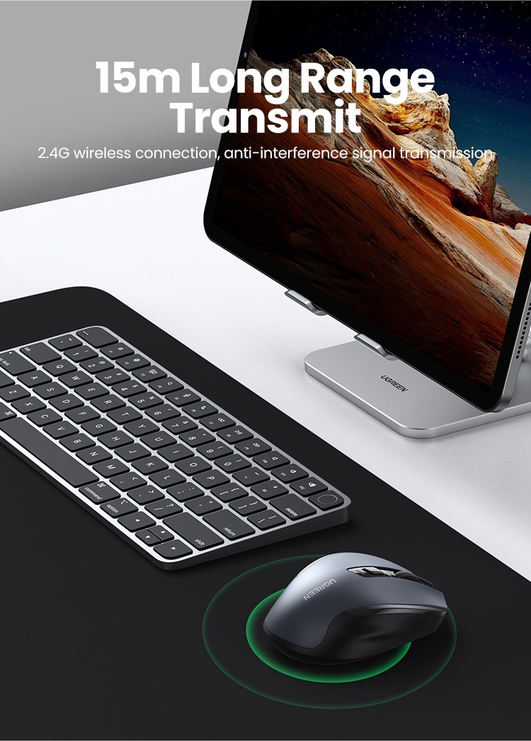 UGREEN Wireless Ergonomic Mouse USB 2.4G Dongle & Bluetooth Silent ...