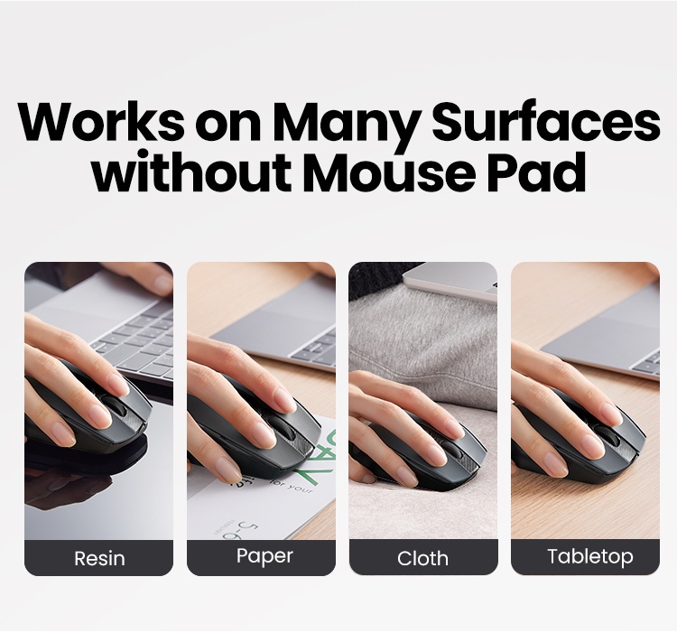 UGREEN Wireless Ergonomic Mouse USB 2.4G Dongle & Bluetooth Silent ...