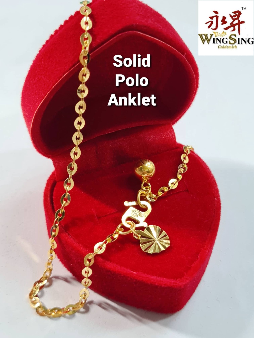 Wing Sing Rantai Kaki Polo Rolo Padu Emas 916 / 916 Gold Polo Rolo ...