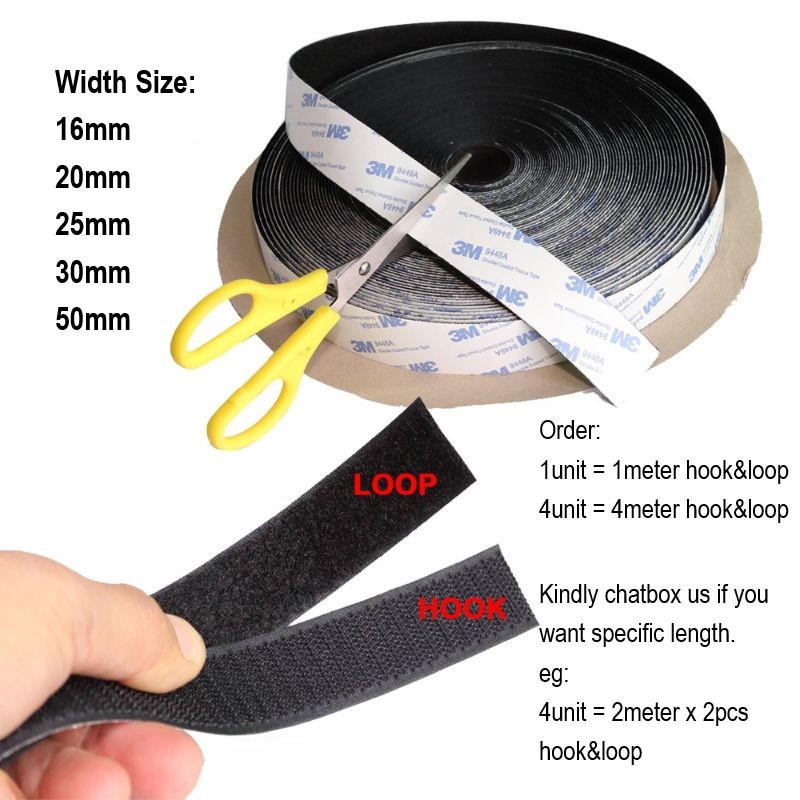 EnJO Self Adhesive Velcro Tape Heavy Duty Hook and Loop Tape Fastener ...