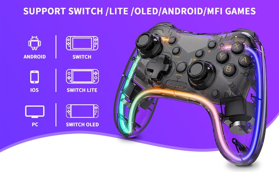 Switch Controller RGB Glare Cool Wireless Switch Pro Controller ...
