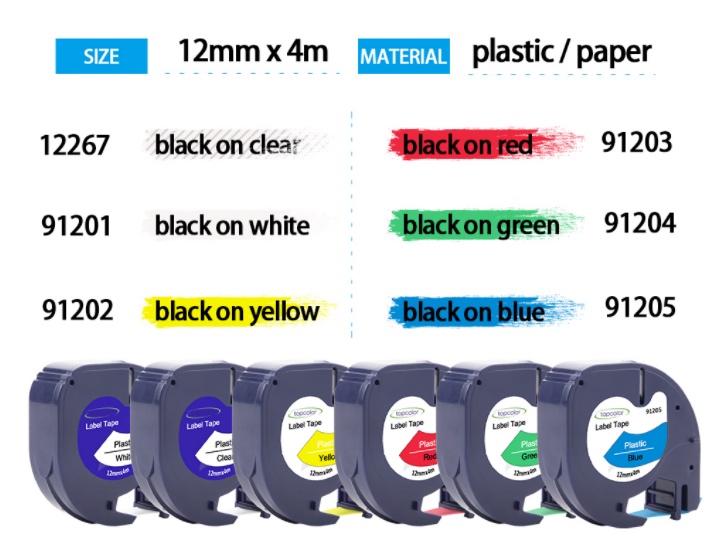 Compatible Plastic Waterproof Label Tape 91202 Label Tape 12mm DYMO ...
