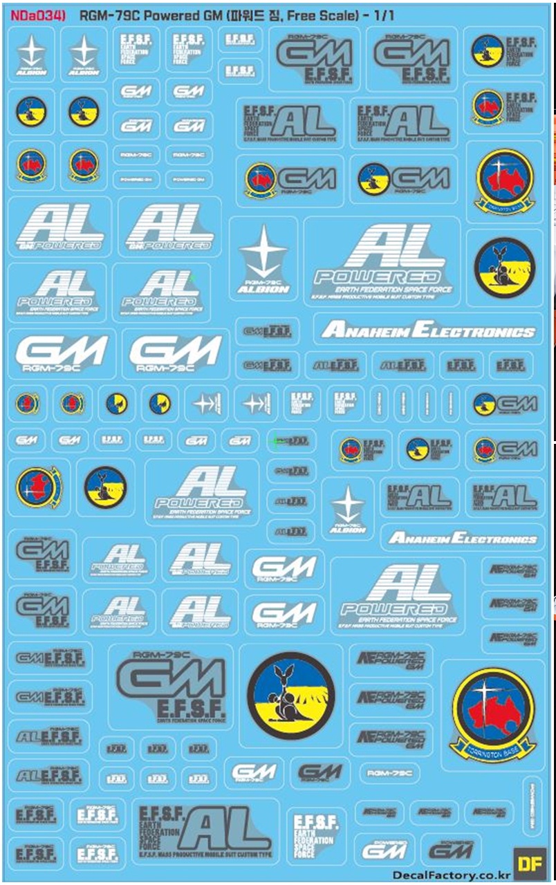 [EZ DECAL] E17/S14 HG 1/144 RGM-79C POWERED GM GUNDAM WATER SLIDE DECAL ...