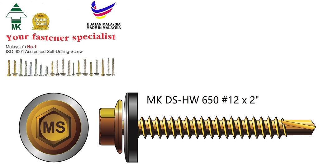 MK DS-HW HEXAGON WASHER HEAD (C/W BONDED WASHER) (DS-HW) SELF DRILLING ...