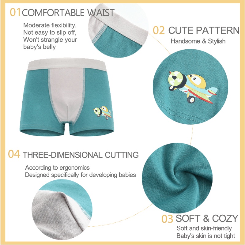 1 PCS Random Color Design Kids Boy Underwear Boxer Soft Breathable ...