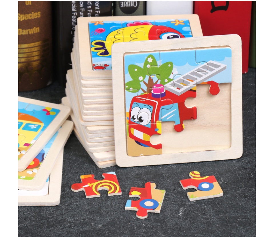 Kids Wooden Jigsaw Puzzle 9pcs Early Learning Education Toys Animal ...