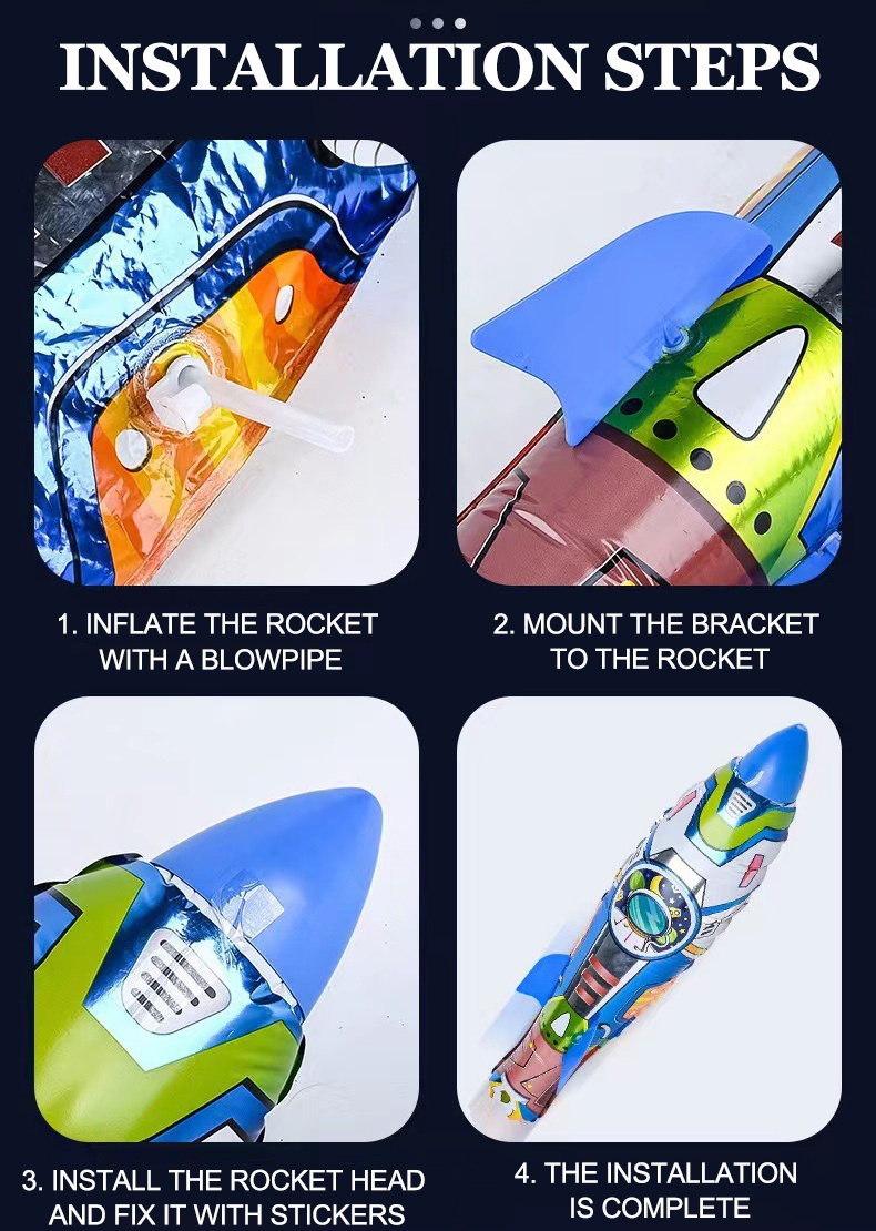 Flying Rocket Toys for Kids 55/63CM Inflatable Ejection Rocket Cartoon ...