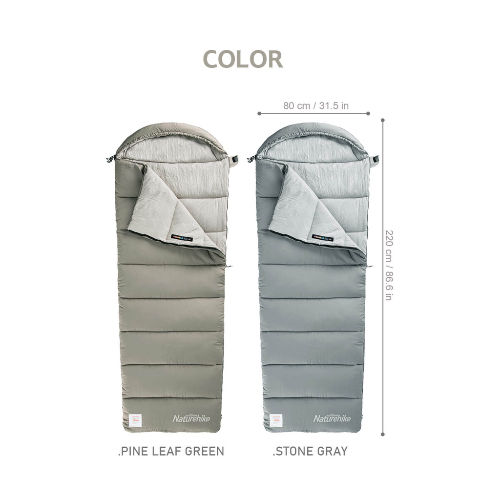 Naturehike Schlafsack Für Camping – Bis 3°C, Baumwolle, 190x75 Cm, Mit Kapuze – Für 1 Person, Leicht, Kompakt