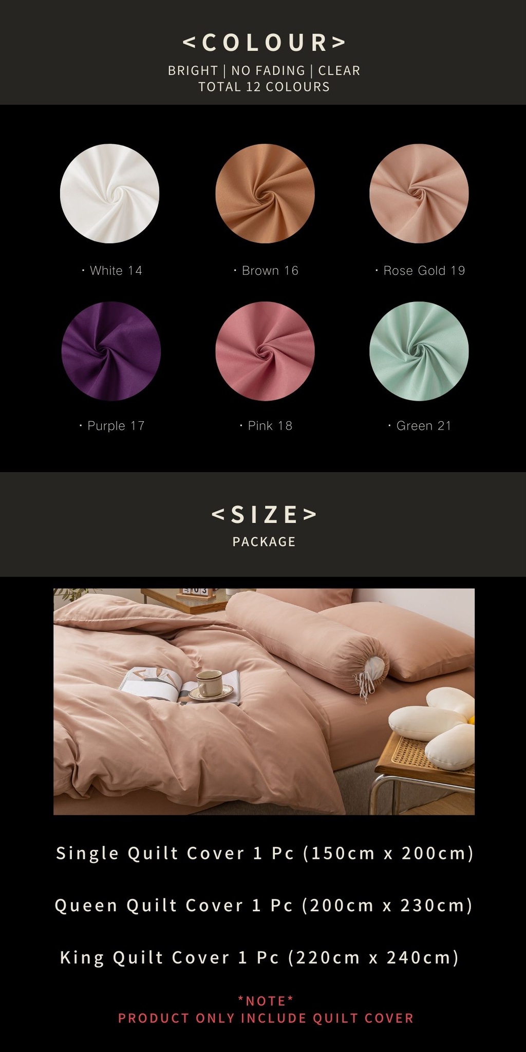 [READY STOCK] Premium 800 TC Cotton Plain Series Quilt Cover Comforter ...