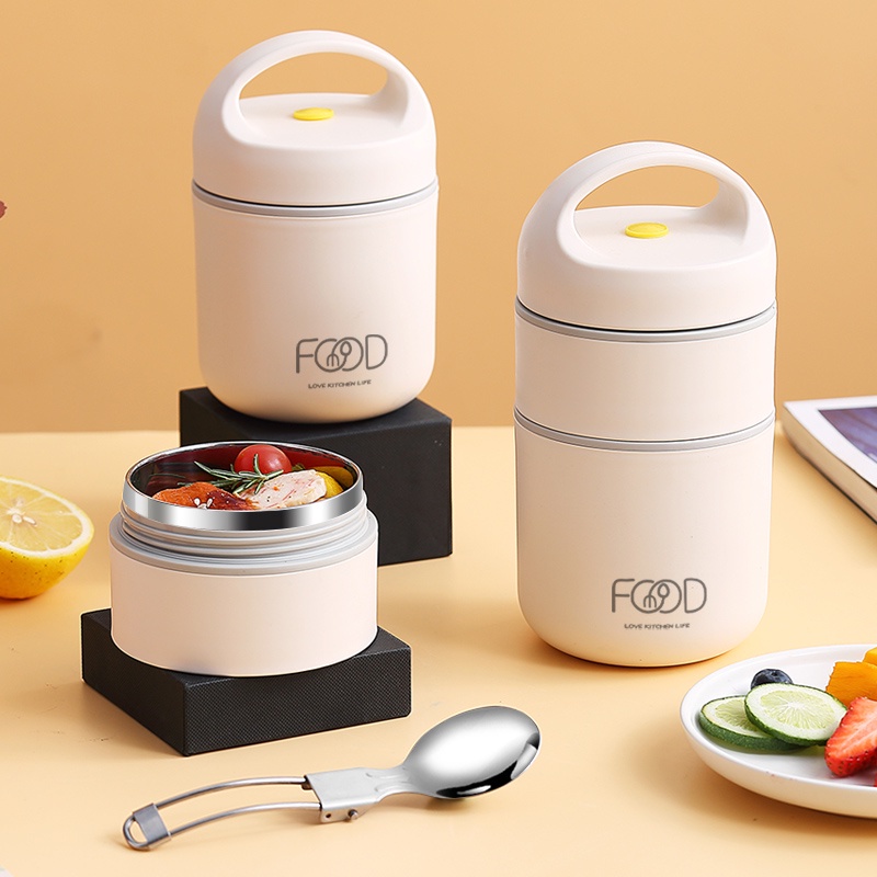 CVKZM 1/2/3 Layers Large 304 Portable Lunch Box Breakfast Cup Breakfast ...