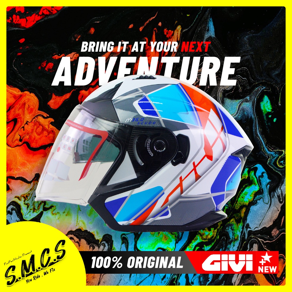GIVI HELMET SCUDO GRAPHIC VENTURA WHITE BLUE HPS [NEW] JET