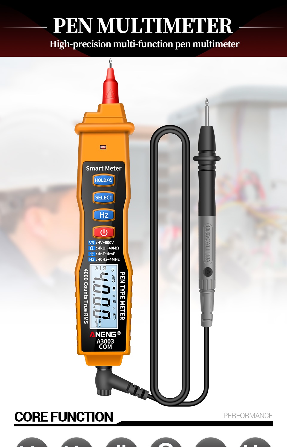 ANENG A3003 Digital Pen Multimeter Professional 4000 Counts Smart Meter ...