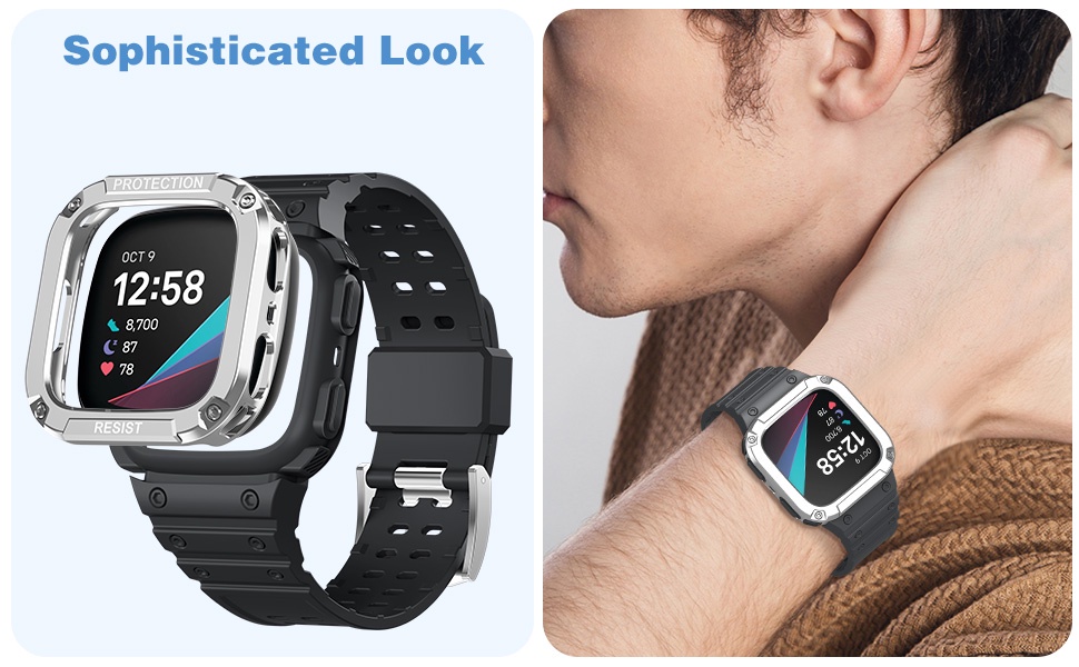 Miimall Fitbit Versa 4/Fitbit Versa 3/Fitbit Sense 2 Band with Case ...