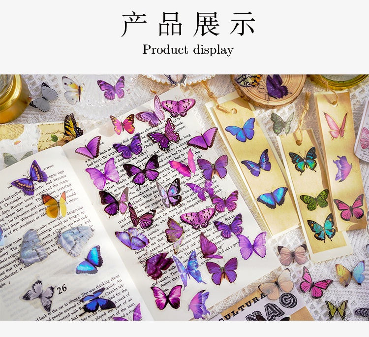 Whitespace 40pcs Aesthetic Butterfly Stickers Vintage Junk Journal PET ...