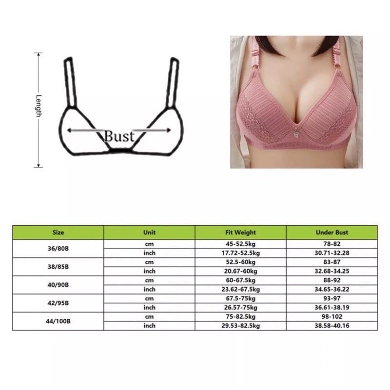 Malaysia ready stock️] S0045 Cotton wireless bra size 36-42 thin sponge  nipis 3 hook baju dalam wanita xde besi B cup