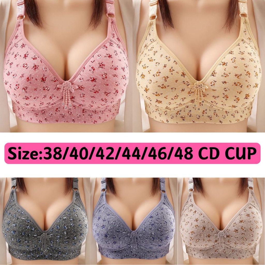 Women Bra Plus Size CD Cup Wireless Bra Size 38-48 Full Cup Baju Dalam  Wanita Tanpa Dawai Baju Dalam Plus Saiz