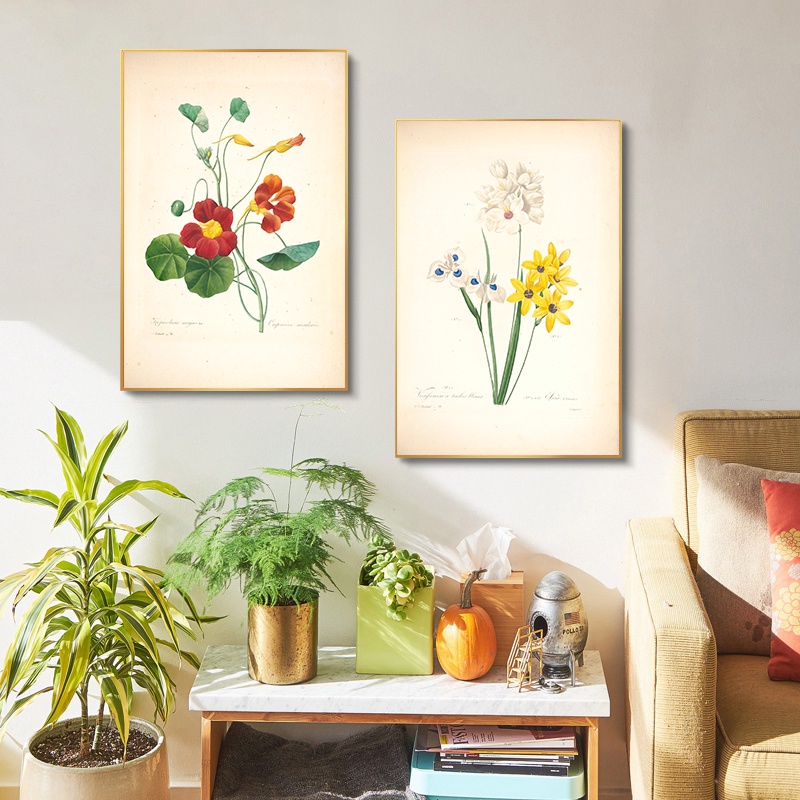 Vintage Botanical Poster Floral Canvas Painting Simple Wall Art Prints ...