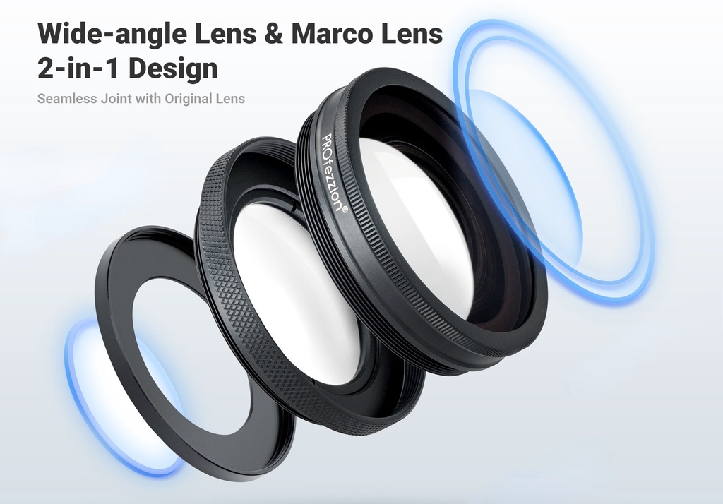 PROfezzion ZV-1F Camera Add-on Lens , 2-in-1 Wide-angle Lens + 10X ...
