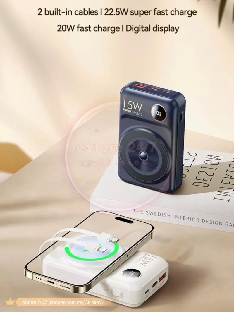 Remax RPP 519 527 20000mAh PD QC 20W 22.5W Cable Magnetic Wireless ...