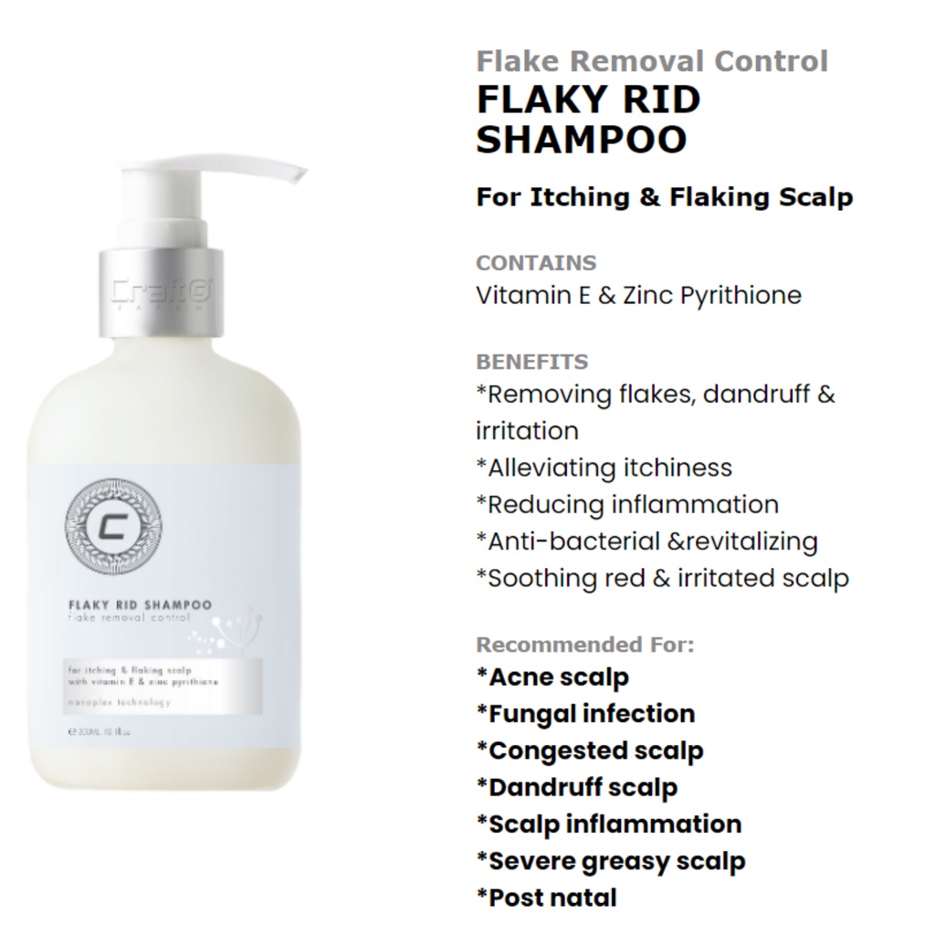 CRAFT FLAKY RID SHAMPOO For Itching & Flaking Scalp Flake Removal ...