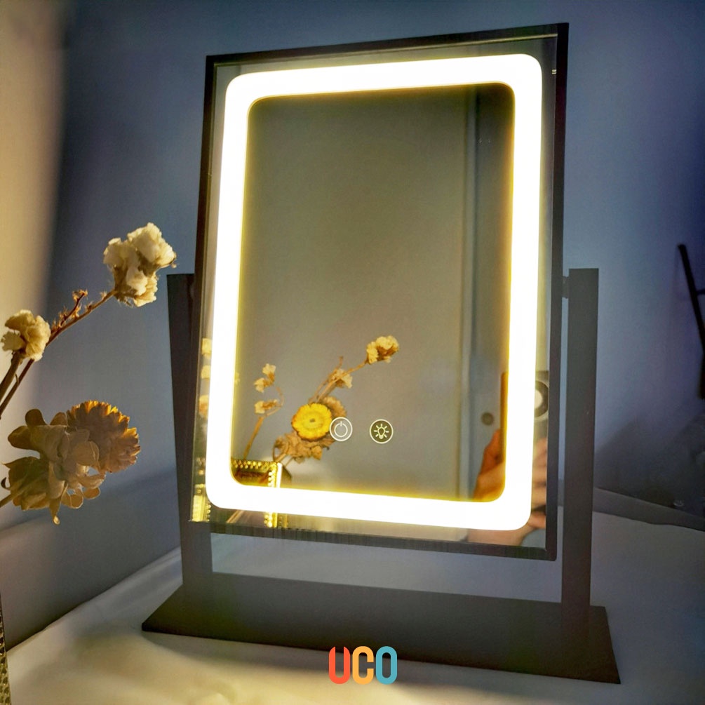 LED Mirror Makeup with 3 Colors Light Desktop Mirror 30x41cm Large ...