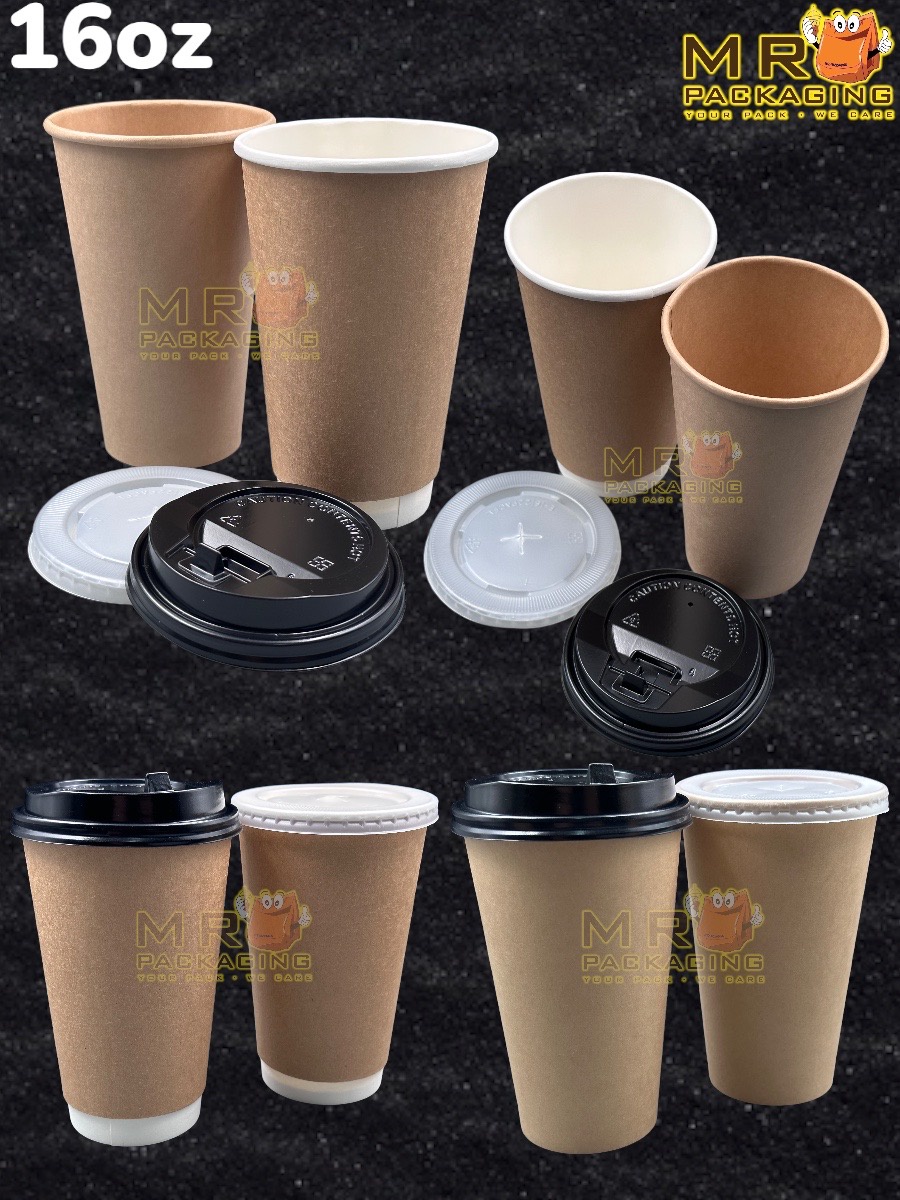 Paper Cup 8oz / 12oz / 16oz / Lid Single Double Wall Ripple Disposable ...