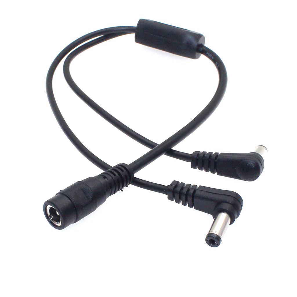 DC Power 1 Female to 2 Angled Male Way Splitter Adapter Connector Plug ...